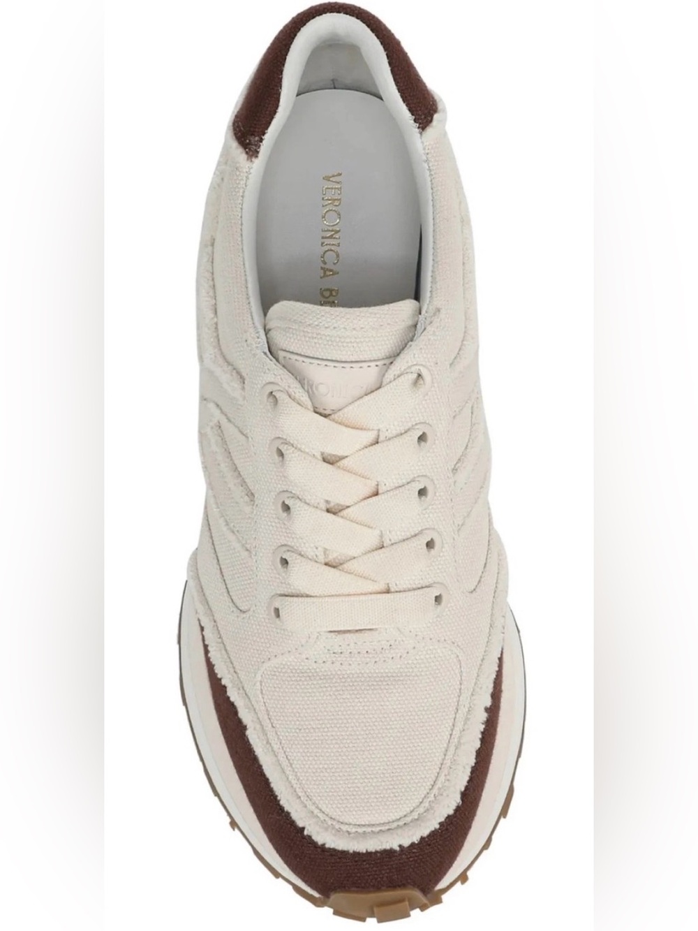 NWT Veronica Beard Valentina Size 8.5 Chocolate & Parchment Canvas Sneaker - Picture 7 of 16